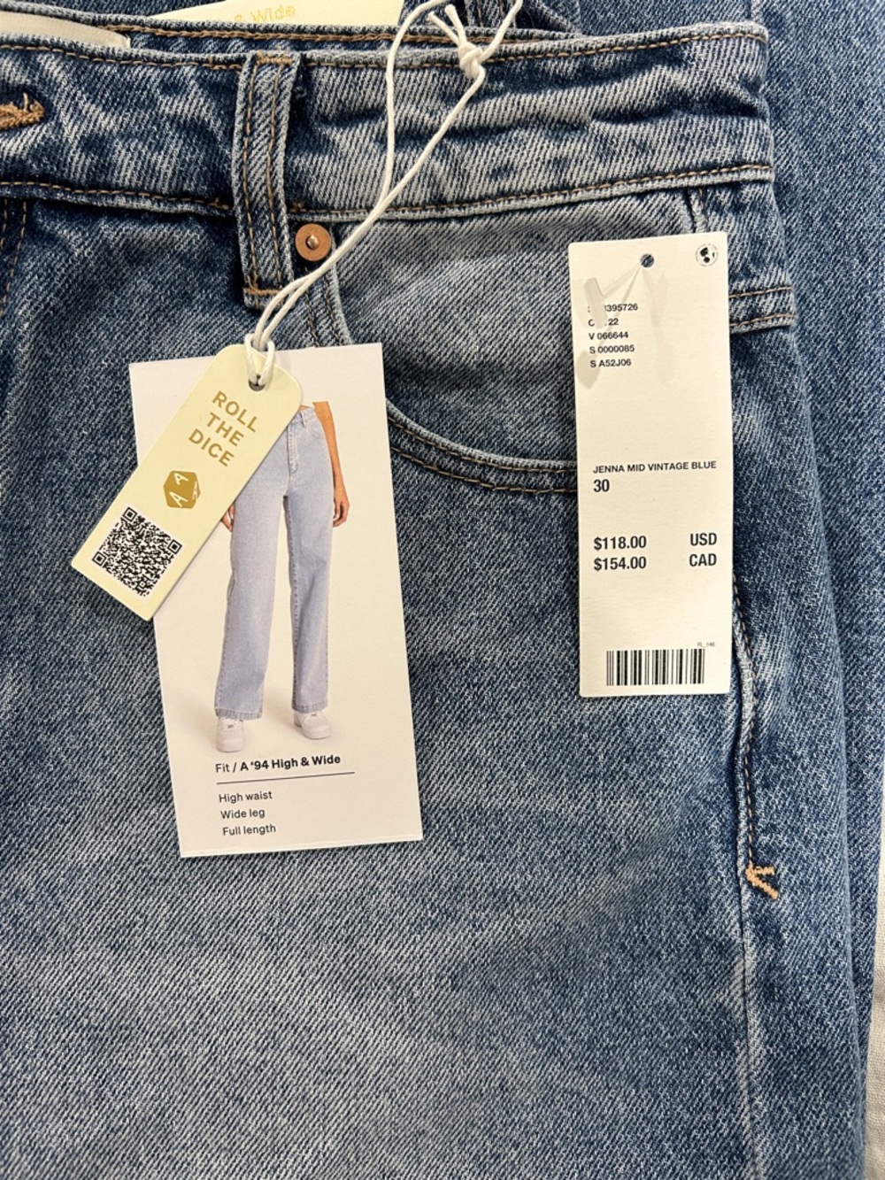 Abrand Jenna Mid Vintage Blue High-Waist Wide Leg Jeans